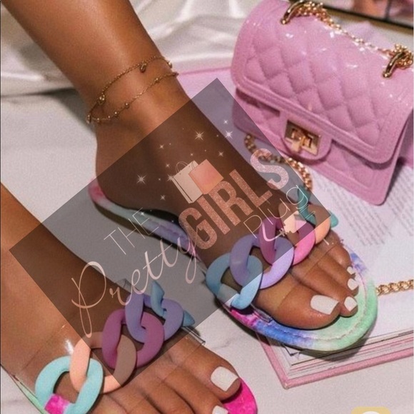 pastel colored sandals